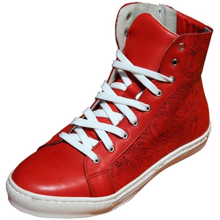 Chaussures Femme Baskets Hautes Reel Pellar Full Made In Italy Avec De Fantaisie A Gravure Laser Couleur Rouge Taille 38 Rouge Cdiscount