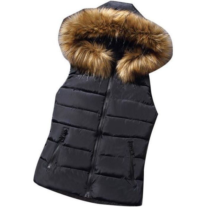 doudoune sans manche avec fourrure