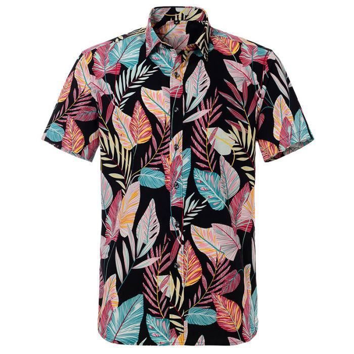 Chemise Hawaïenne Homme Sexy Imprimé Léopard - Blanc - Manches Courtes