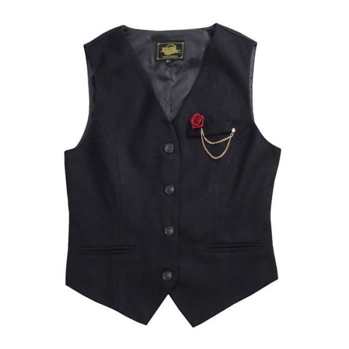 Lazutom Gilet Jean Sans Manches Femme – Coupe Ample, Vintage, Boutonné, Long, Tendance