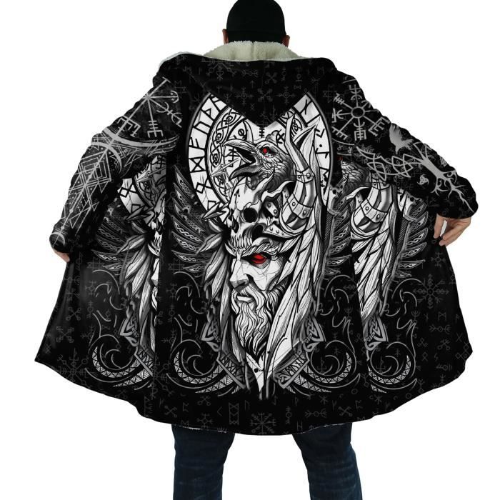 Manteau d'hiver chaud pour homme Viking, tatouage imprimé 3D de la