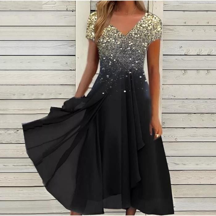 Robe Longue de Soirée Élégante pour Femme, Noire, Chic, Col en V, Slim,  Midi, Vêtements de Rue, Nouvelle Collection Été - AliExpress