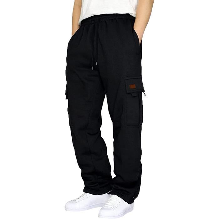 Pantalon Jogging Homme Grande Taille Cargo Coton D contract Noir