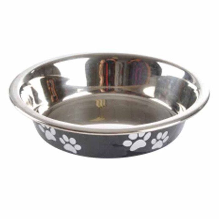 Comparer les prix de Gamelle pour Chien & Chat - PARIS PRIX - Motifs Pattes - 12cm - Inox - Noir