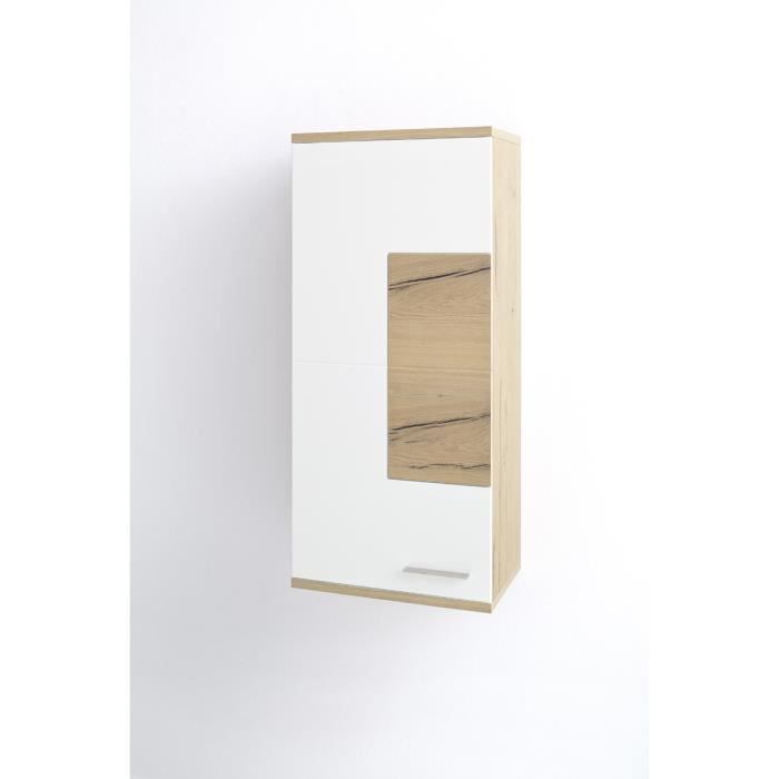 Armoire Murale Coloris Laque Blanc Mat Et Chene L60 X H134 X P37 Cm Achat Vente Armoire De Chambre Armoire Murale Blanc Mat Chene Cdiscount