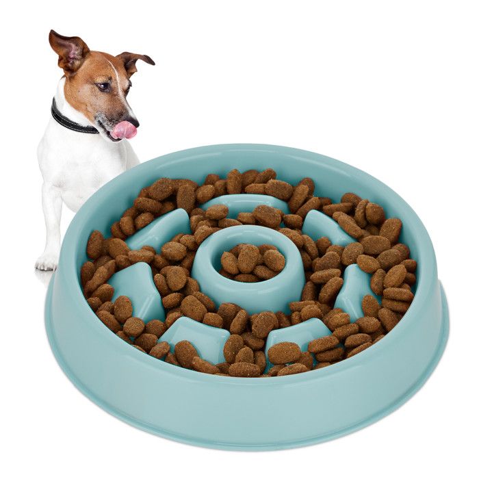 Comparer les prix de Relaxdays Gamelle anti-glouton repas pour chiens 550 ml digestion lente compatible avec lave-vaisselle bleu