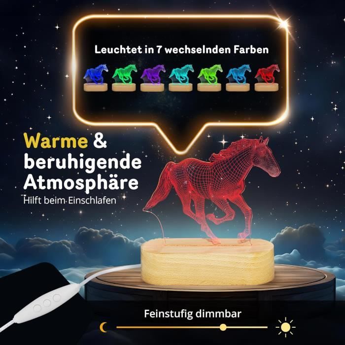 Veilleuse Personnalisé Animaux Prénom Cheval main image 1