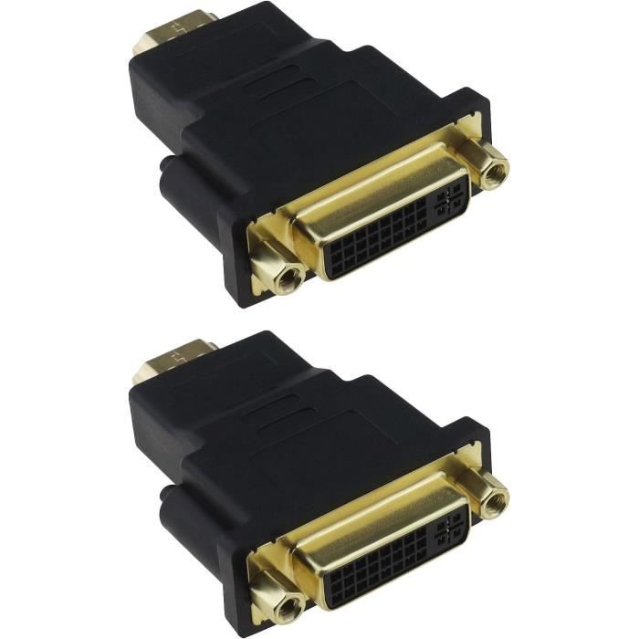 CableCreation Lot de 2 adaptateurs DVI vers HDMI bidirectionnels mâle vers HDMI femelle, prend en charge 1080p, 3D pour PS3, PS4, TV Box, Blu-ray, projecteur, HDTV