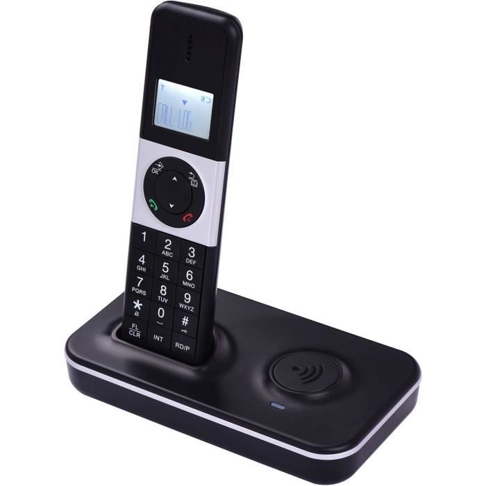 Téléphone Fixe Sans Fil DECT Ornin D1005 - Mains Libres - Affichage Appelant - Écran LCD - 50 Mémoires - Technologie ECO - Noir