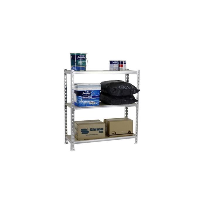 Étagère métallique 3 niveaux - KIT MADERCLICK - Galvanisé - Bois - Charge 150 kg - Montage sans vis