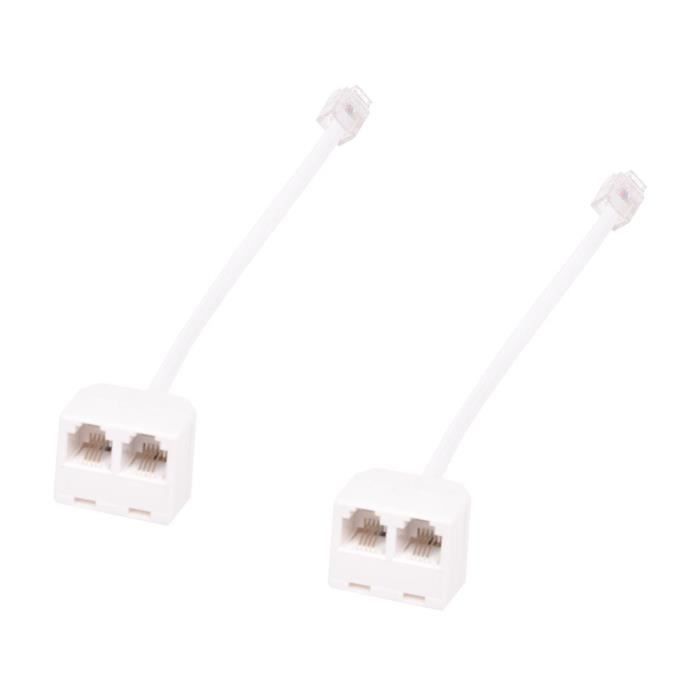 Diviseur De Ligne Téléphone RJ11 - 1 Fiche Mâle 6P4C Vers 2 Prises Femelles, Neuf