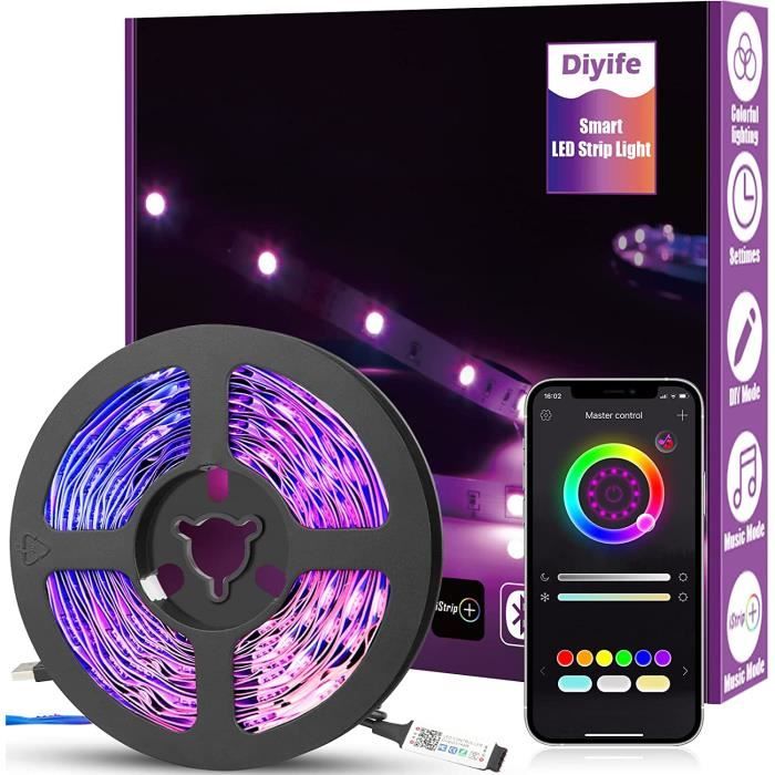 Ruban Led, Bande Led 5M Rgb Avec Télécommande,5050 Bandes Led Lumineuse Avec 16 Changements De