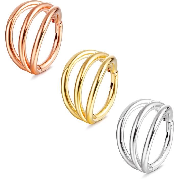 Lot De 4 Anneaux Piercing Septum En Acier Chirurgical 20G - Diamètres 8mm Et 10mm, Avec Boules De Rechange