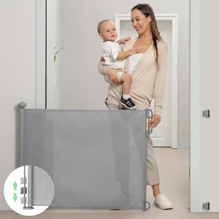 Barrière Enfant MOMCOZY Rétractable - 33-55cm Haut, Évite Plinthes