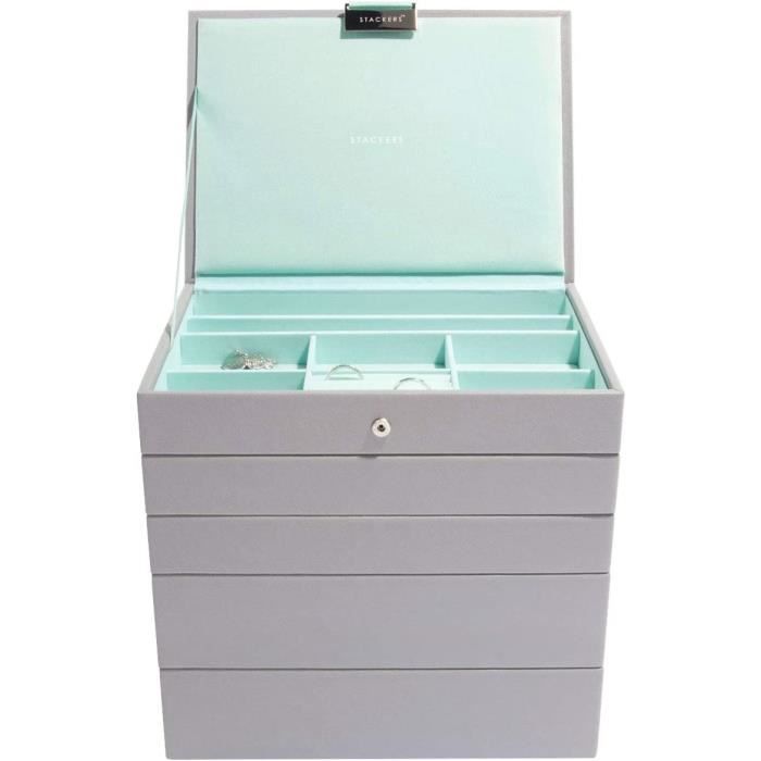 Stackers Boîte à Bijoux Classique Gris Galet Taille M Avec Couvercle - Organisez Vos Bijoux Élégamment