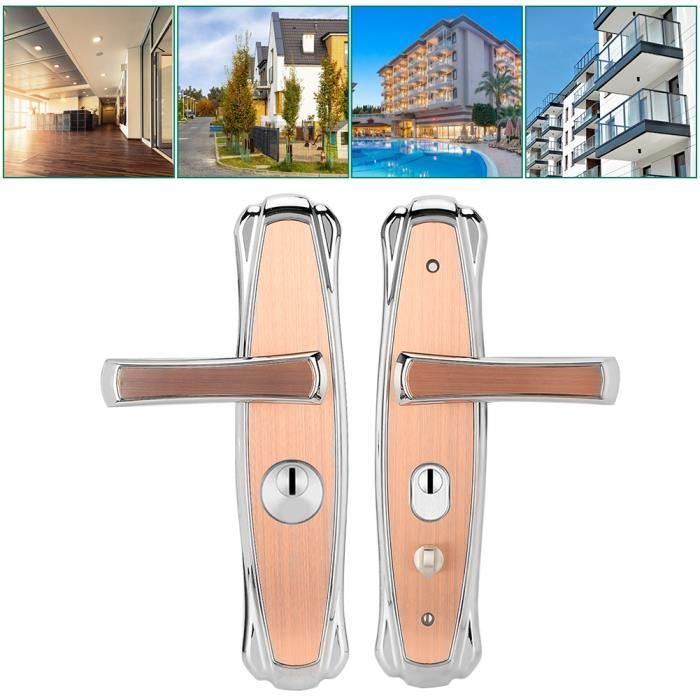 POIGNEE DE PORTE MODERNE STYLE BOIS EN ZAMAC POUR VERROU SERRURE