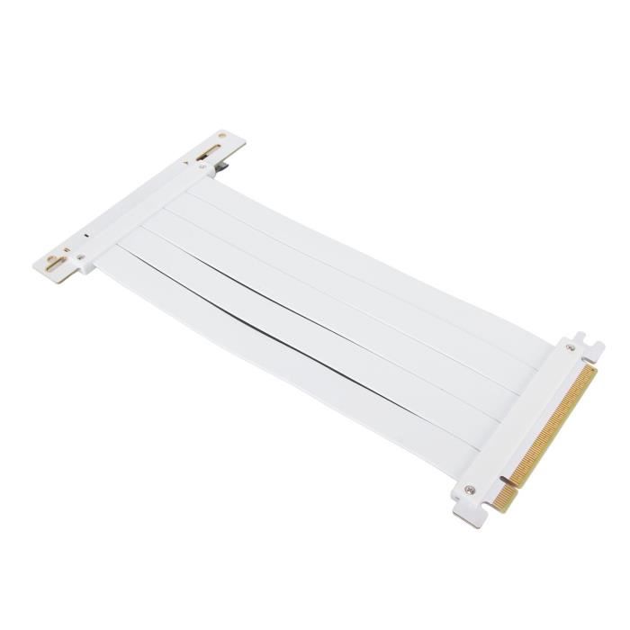 Annadue Câble Riser PCIe 4.0 X16 180° Inversé Blanc – Extension GPU Flexible Haute Vitesse Pour RTX 40 / RX 7000, Montage Vertical Sans Interférence