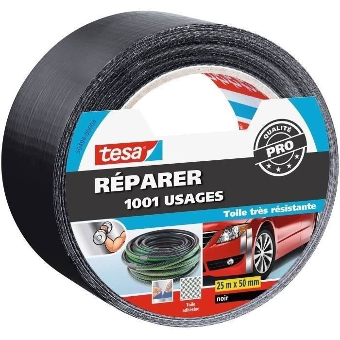 TESA Réparation Toilé 1001 Usages - 25mx50mm - Noir