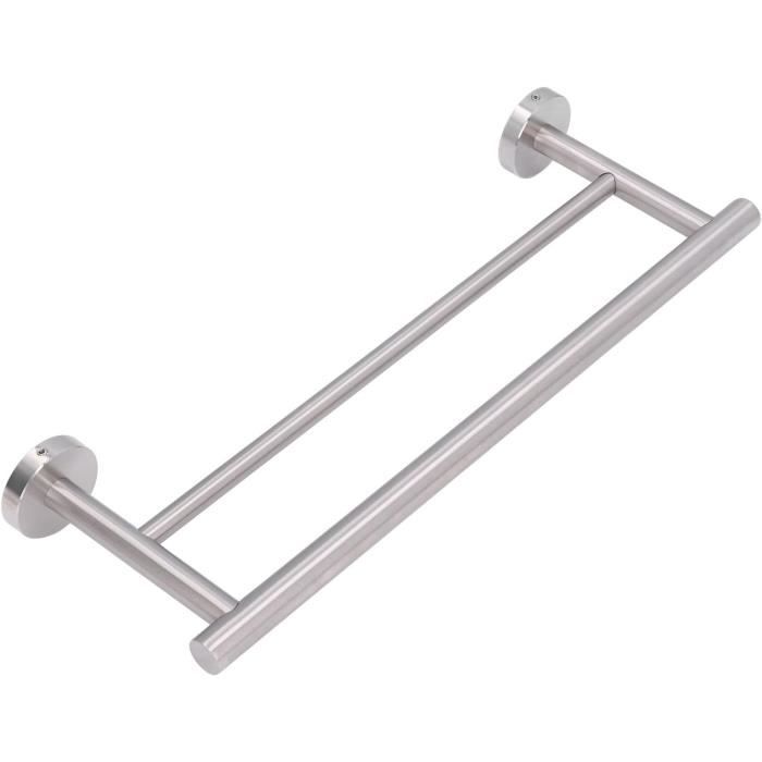 Porte-serviettes Double Chromé Pour Salle De Bain – Fixation Murale Sans Perçage