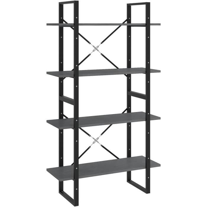 Bibliothèque 4 étagères Coaster Emelle – Design Zigzag Asymétrique, Verre Et Bois Flotté Gris, 160 Cm