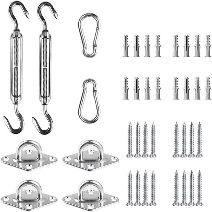 Kit De 20 Oeillets De Fixation En Acier Inoxydable Avec Vis - Pour Hamac, Voile D'ombrage, Rideaux, Suspension - 8