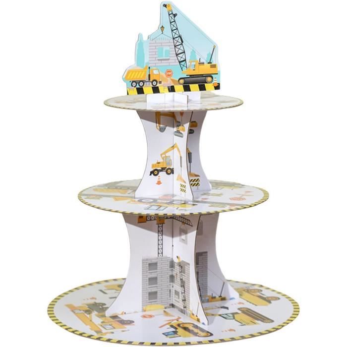 Lot de 2 supports à gâteaux en carton rose à 3 niveaux pour cupcakes, desserts, gâteaux ronds en carton pour thé de l'après-midi, support à gâteaux à 3 niveaux pour anniversaire, fête