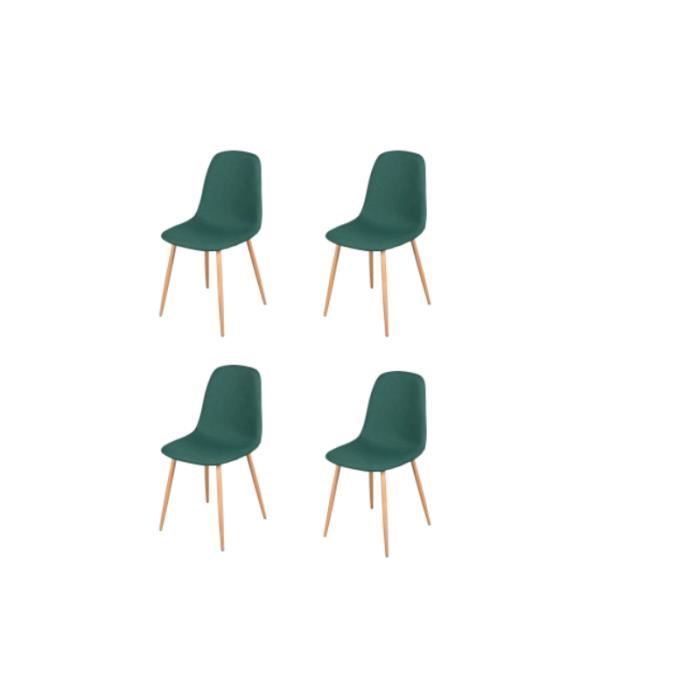 chaises - lot de 4 chaises en tissu "oslo" - vert - l 54 x l 45 x h 87 cm