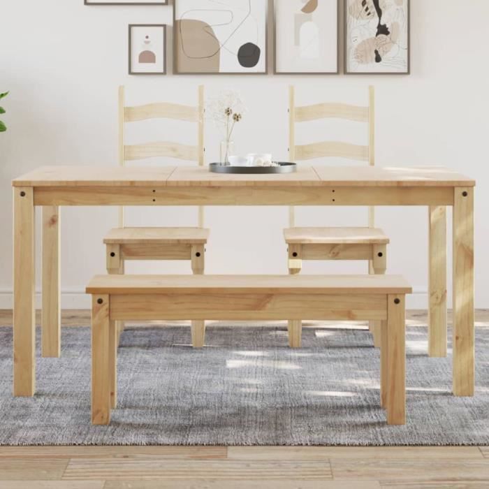 Table à manger - V GEBY - Panama - Bois massif de pin - 160x80x75 cm - 6 places