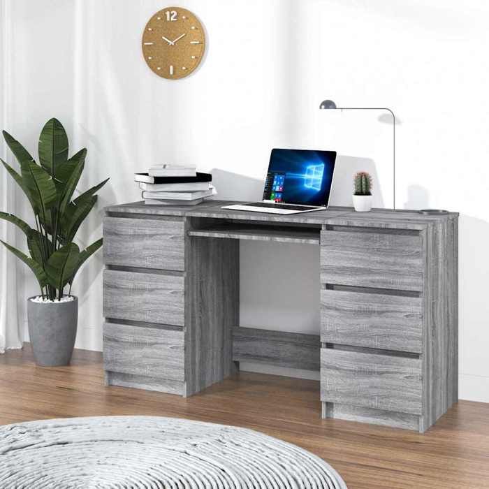815439 vidaXL Bureau Sonoma gris 140x50x77 cm Bois dingénierie
