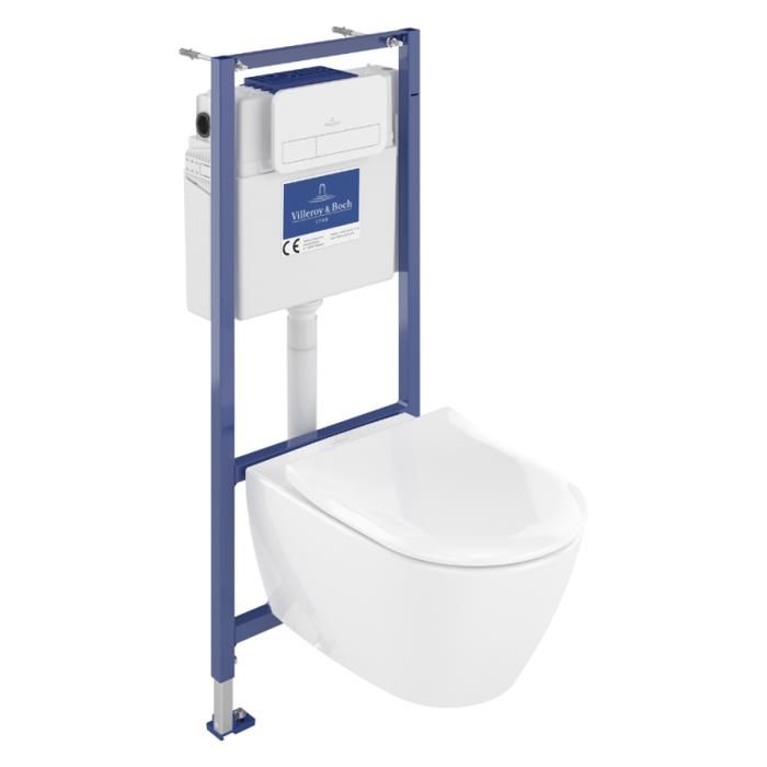 Pack WC sans bride VILLEROY ET BOCH Subway 2.0 avec abattant frein de chute + bâti Viconnect PRO + plaque