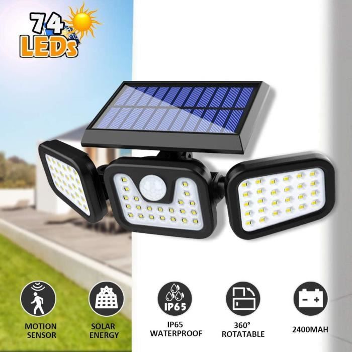 Projecteur Solaire Détecteur De Mouvement - 11 LED, IP65, éclairage Extérieur Jardin, Allée, Garage