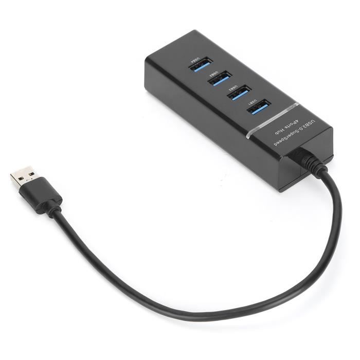 Hub USB 4 Ports (1x USB 3.0 + 3x USB 2.0) - Transfert à 5 Gbit/s, Câble 30/100/150 Cm, Voyants LED - 8