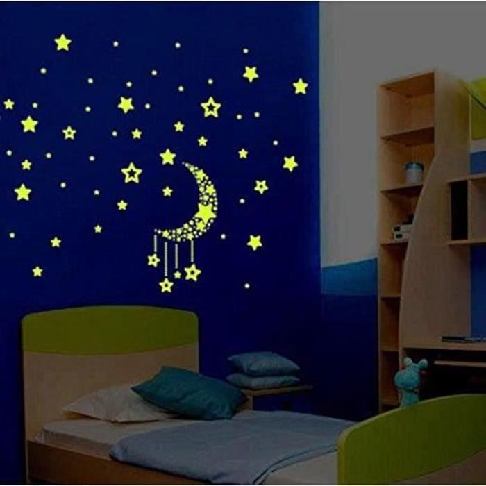Hg Stickers Muraux 24cm Stickers Lune Etoile Chambre Fluoresc Al Stickers Chambre Bebe Fille Garcon Princesse Muraux Cu Cdiscount Maison