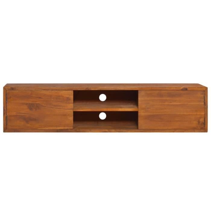 Meuble TV Mural Suspendu En Bois Massif - 180 Cm, Couleur Noyer, Design Flottant Avec Tiroirs, Pour Salon/appartement - 4
