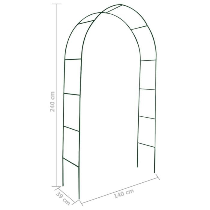 Arche de jardin ZERODIS - 2 pcs pour plantes grimpantes - Fer - Vert foncé - 140 x 39 x 240 cm