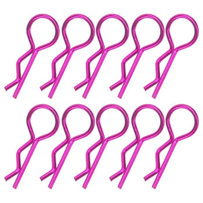 Clips de Coque de Voiture RC, 10 Pièces Clip de Coque de Voiture RC Pince de Corps en Métal en Forme de R Broches Compatibles avec 1/5 1/6 1/8 1/10 Voiture RC(Mauve