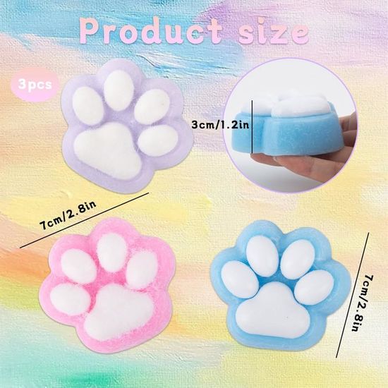 Lot de 4 Squishies Patte de Chat, Jouets Souples et Souples pour Soulager Le Stress, Adorables Pattes de Chat, Jouet Sensoriel pour Enfants et Adultes
