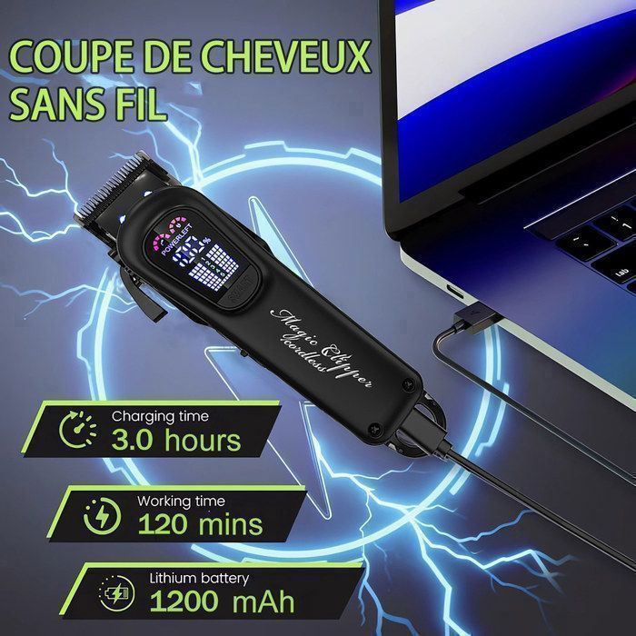 Tondeuse/rasoir électrique Professionnel USB Rechargeable - 5 Têtes, Pour Barbe Et Cheveux, Couleur Marron