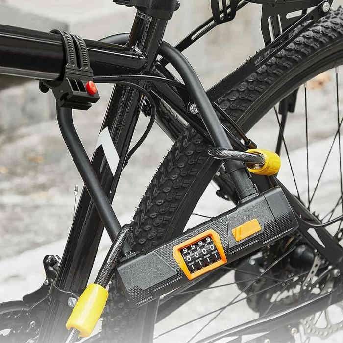 Antivol Cible à Combinaison 4 Chiffres – Câble Acier 1,5m, Revêtement PVC, Compact, Pour Casque VTT, Scooter, Vélo