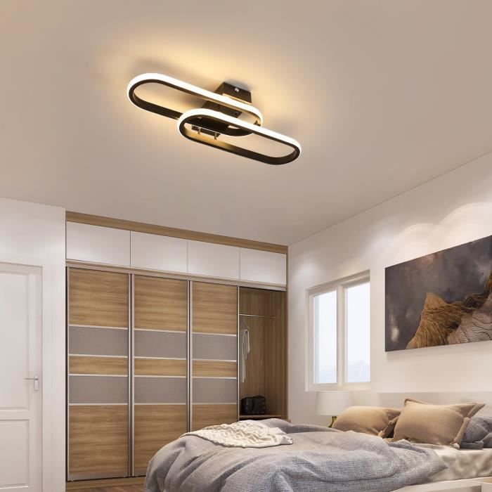 DELIPOP Plafonnier LED Carré Moderne - 32W 6500K Acrylique Luminaire Plafonnier pour Chambre à Coucher, Salon, Couloir - Blanc Noir - Maison DELIPOP Plafonnier LED Carré Moderne - 32W 6500K Acrylique Luminaire Plafonnier pour Chambre à Coucher, Salon, Couloir - Blanc Noir - Maison