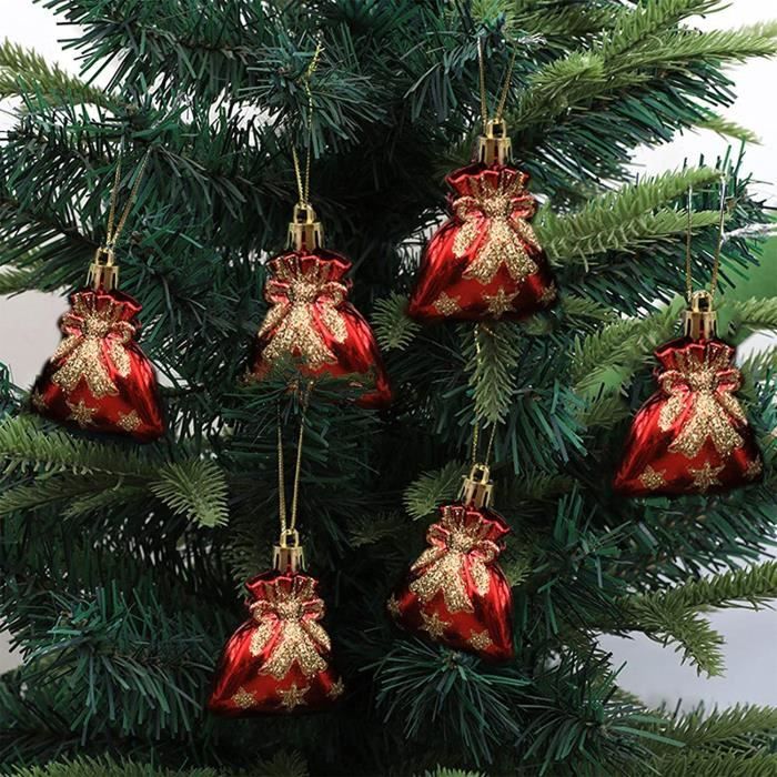 Lot De 28 Boules De Noël En Velours Floqué Incassables - Couleurs Rouge Vin, Beige, Marron, Vert - 9