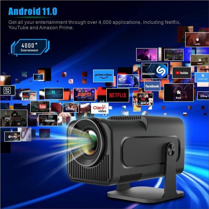 Projecteur Mini HY300 Android 11 - 8000 Lumens, WiFi 6, Rotation 180°, Compatible 4K Pour Film Et Gaming
