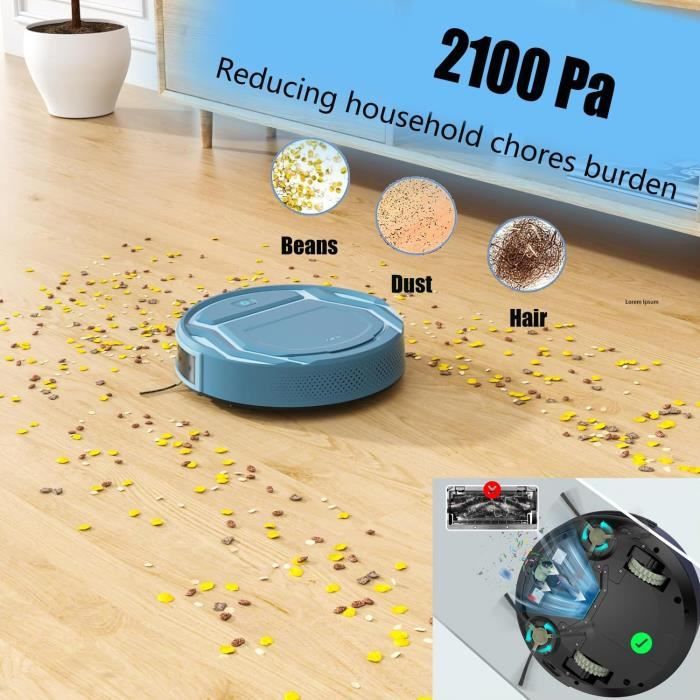 Aspirateur Robot Mince Et Silencieux - 3 Modes, Autonome 50 Min, Idéal Pour Poils D'animaux Et Sols Durs