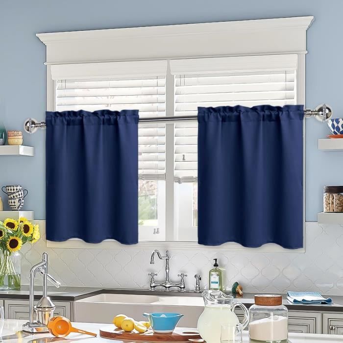 Lot De 2 Rideaux De Bistrot En Voile - Pompons Décoratifs - Blanc/Blanc - Double épaisseur Pour Fenêtre, Cuisine, Balcon - 3