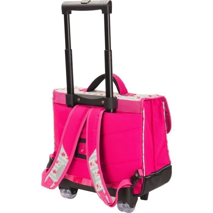 Cartable roulettes Rose 41 cm pour Fille CM1 CM2 Coll ge