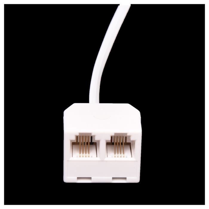 Duplicateur De Ligne Téléphonique RJ11 - 1 Entrée, 2 Sorties Avec Câble - Pour Téléphone Fixe, Fax, Modem