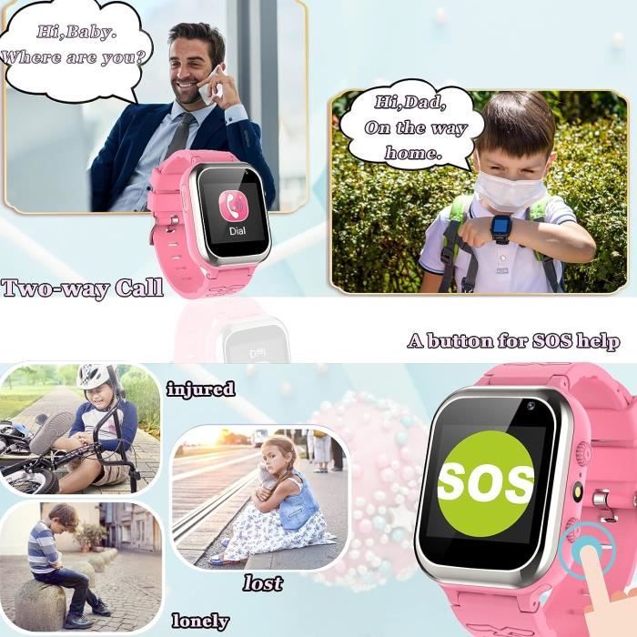 Montre GPS Enfant Tracker Montre Connectée Enfant Téléphone Smartwatch pour  Enfant avec SOS Caméra Réveil Appel, Cadeau d'anniv[2] - Cdiscount  Téléphonie