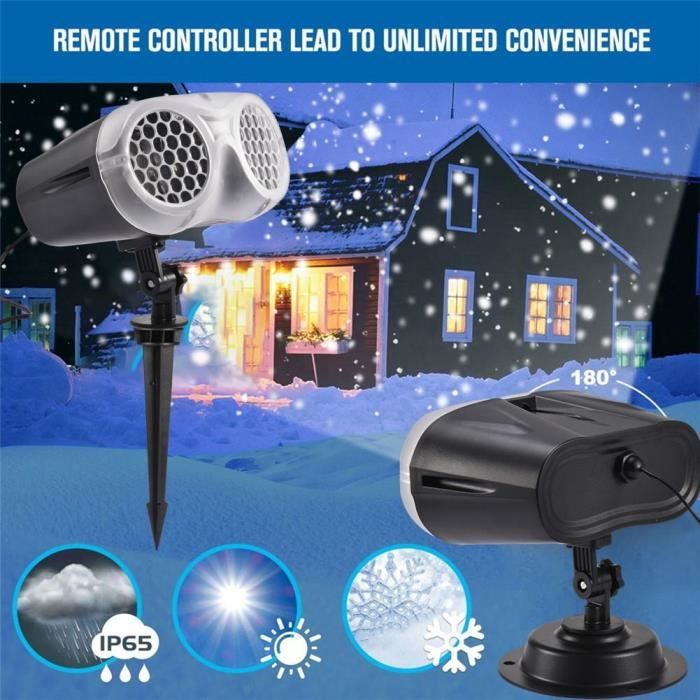 Projecteur LED Flocons Neige Noël - Étanche IP65 - Réglable - Pour Extérieur/Intérieur - 4W
