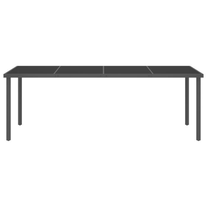 SIB Table à dîner d'extérieur Anthracite 220x90x75cm Acier et verre ...