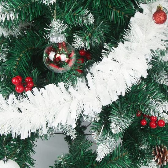 Guirlandes Noël Tinsel 2m - Lot De 4 (2 Rouge, 2 Argent) - Décorations Sapin, Cheminée, Fenêtre - Souples Et Réutilisables
